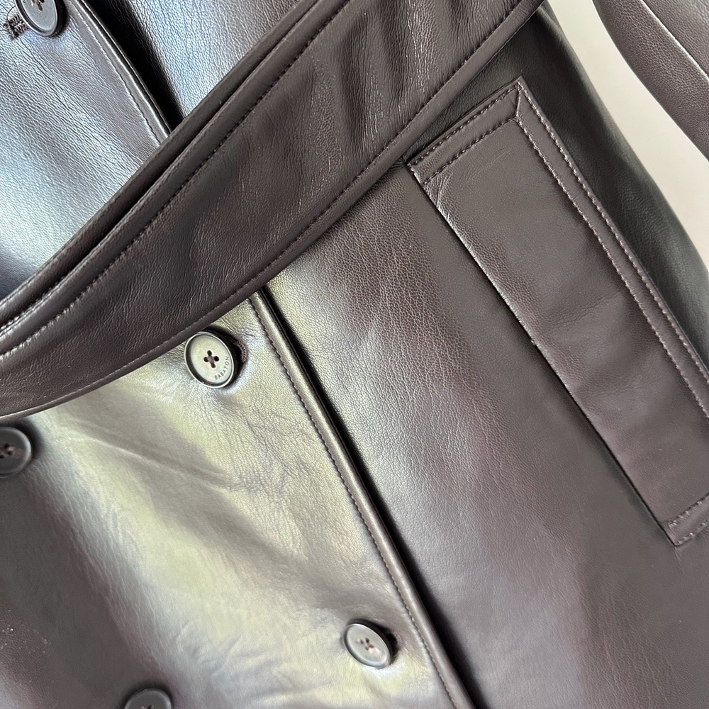 Aritzia Dark Brown Leather Trench Coat - Picture 6 of 6